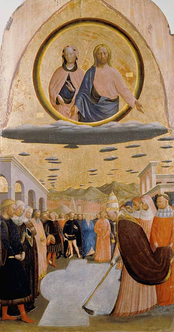 Pope Liberius (r.352-66) Founding the Basilica of Santa Maria della Neve à Tommaso Masolino da Panicale