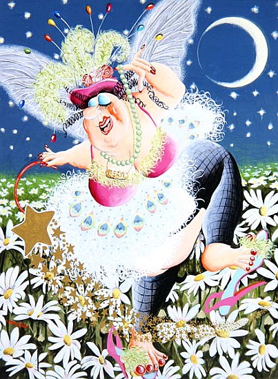 Beryl the Fairy weaves her magic spell as she dances through fields of daisies, 2007 (acrylic on pan à Tony  Todd