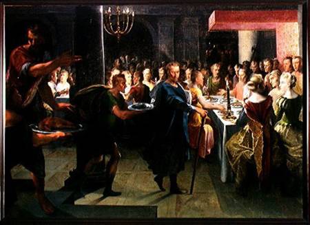 Dice Offering a Banquet to Francus, in the Presence of Hyante and Climene à Toussaint Dubreuil