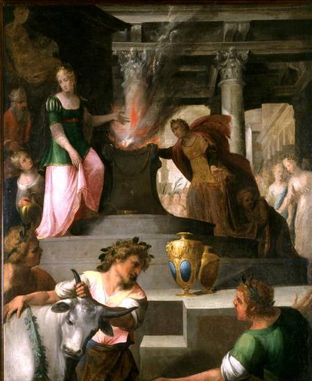 Hyante and Climene offering a sacrifice to Venus à Toussaint Dubreuil