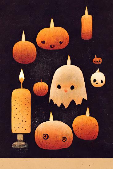Candles, Pumpkins And A Ghost
