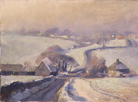 Frosty fields, Aston, 1991  à Trevor  Chamberlain