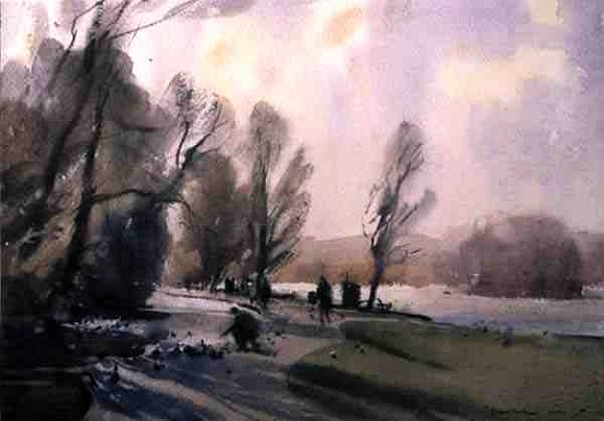 Winter Morning in the Park, 1990 (w/c on paper) à Trevor  Chamberlain
