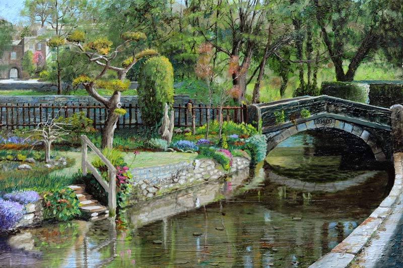 Bridge and Garden, Bakewell, Derbyshire à Trevor  Neal