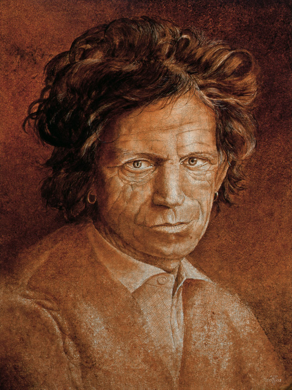 Keith Richards (b.1943) (oil glazes on cracked gesso on canvas laid on board)  à Trevor  Neal