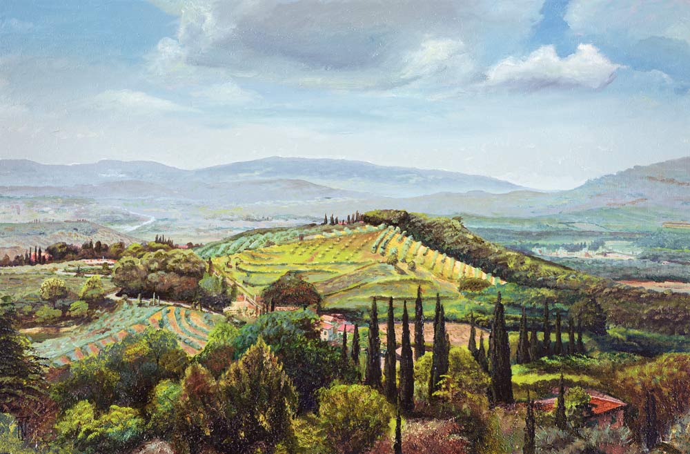 Rolling Hills, Pistoia, Tuscany (oil on canvas)  à Trevor  Neal