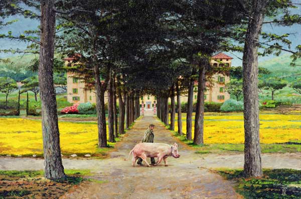Big Pig, Pistoia, Tuscany (oil on canvas)  à Trevor  Neal