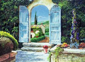 Shuttered Doorway, Volterra, Italy, 1999 (oil on board) 