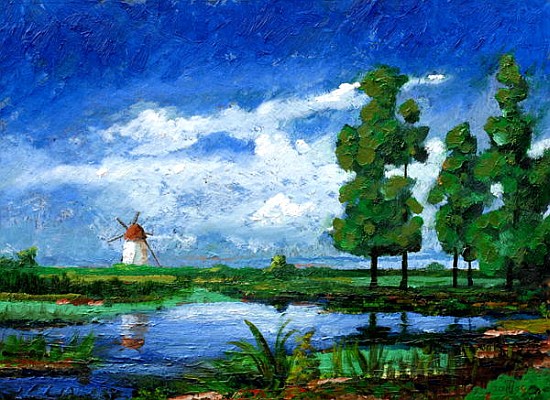 Windmill, Holland, 2006 (oil on board)  à Trevor  Neal