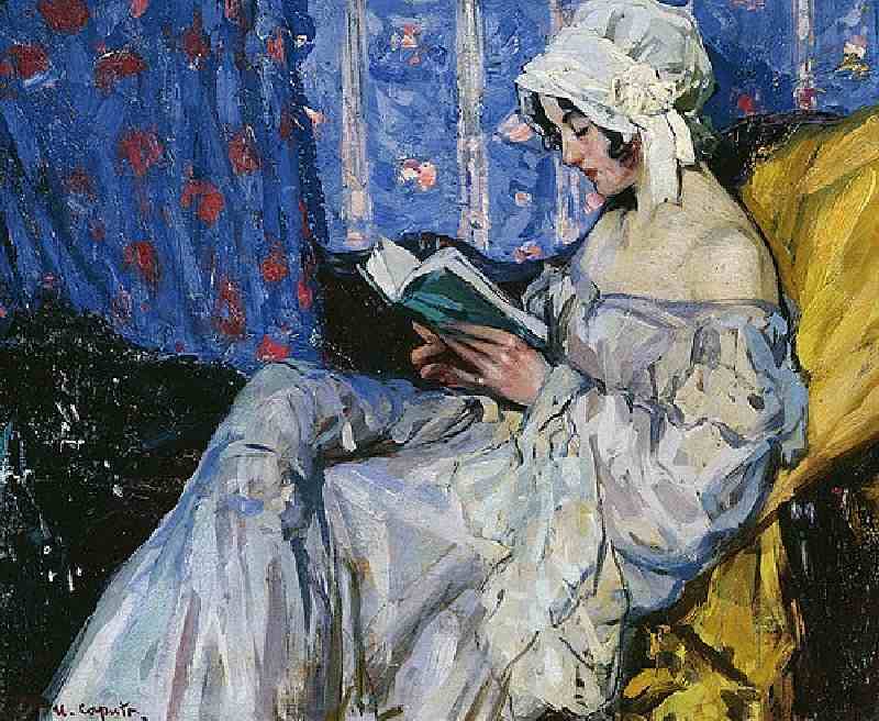 Reading girl in an interior à Ulisse Caputo