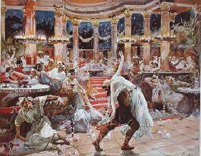 A Banquet in Nero's palace, illustration from 'Quo Vadis' by Henryk Sienkiewicz (1846-1916), c.1910