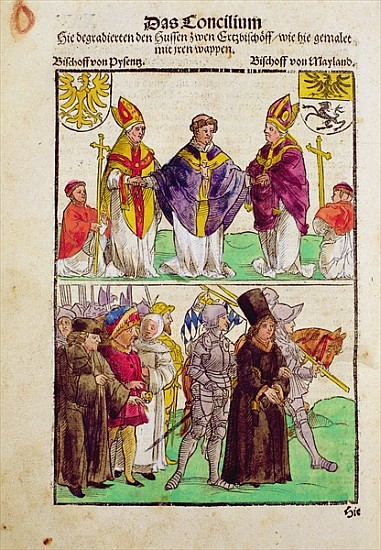 The execution of Jan Hus or one of his priests at the Council of Constance, from ''Chronik des Konzi à Ulrich von Richental