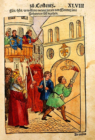 The Florentine delegates celebrate the feast of St. John, their patron saint, at the Council of Cons à Ulrich von Richental