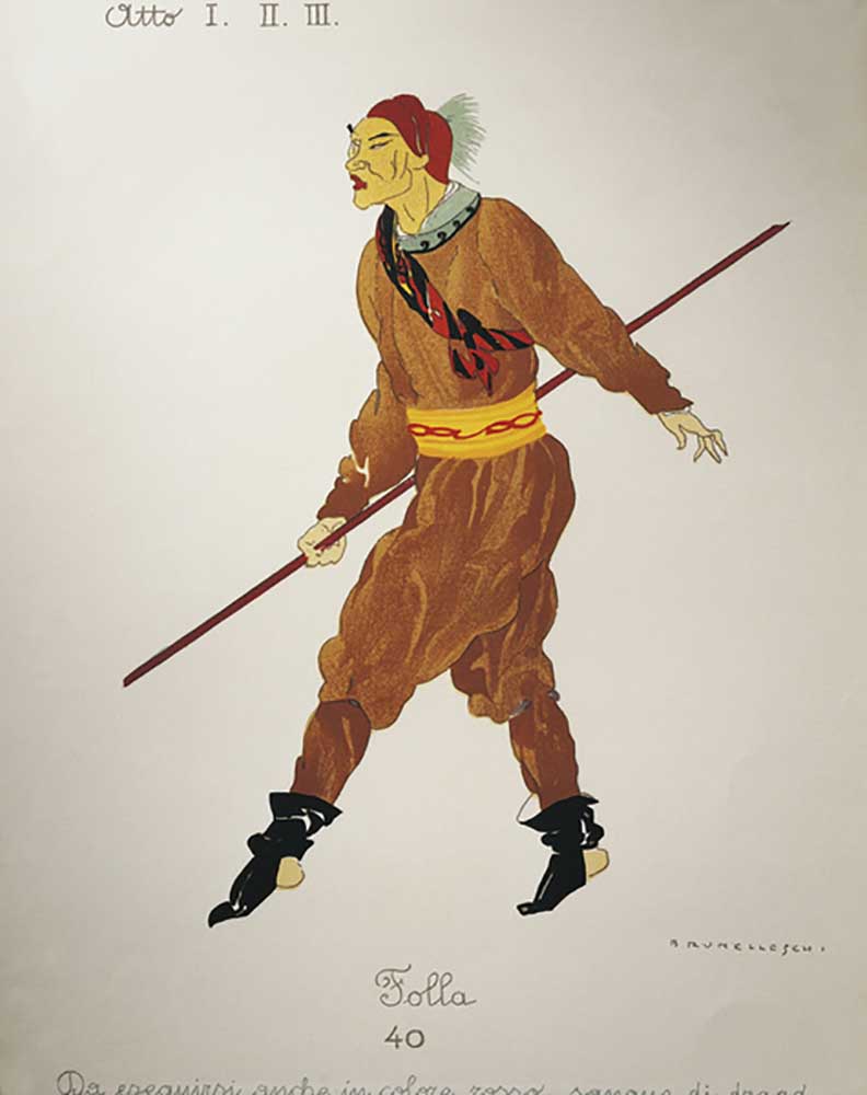 Costume for the rabble from Turandot by Giacomo Puccini, sketch by Umberto Brunelleschi (1879-1949)  à Umberto Brunelleschi