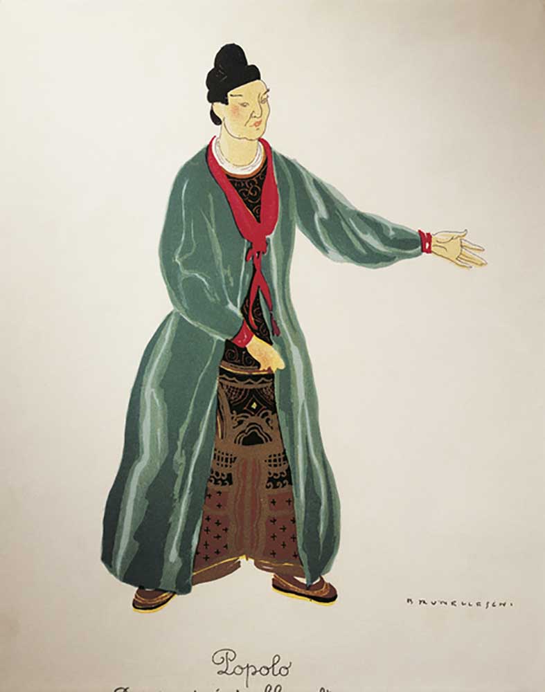 Costume for the people from Turandot by Giacomo Puccini, sketch by Umberto Brunelleschi (1879-1949)  à Umberto Brunelleschi