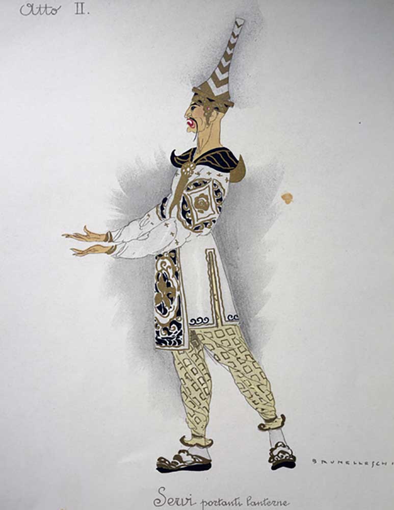 Costume for a servant from Turandot by Giacomo Puccini, sketch by Umberto Brunelleschi (1879-1949) f à Umberto Brunelleschi