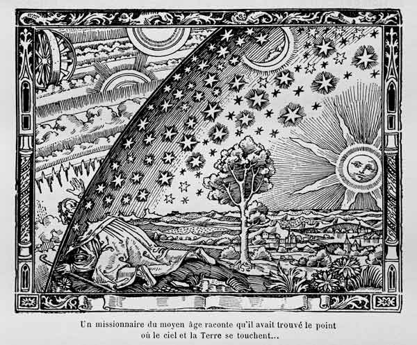 The edge of the firmament (Flammarion engraving) From L'atmosphère. Météorologie populaire by Camill à Artiste inconnu