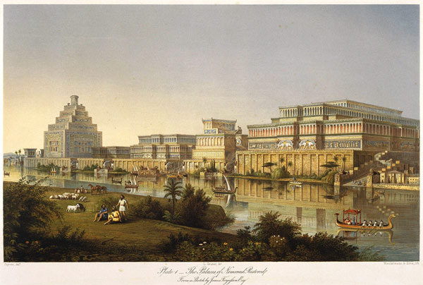 The Palaces of Nimrud Restored (From "Discoveries in the Ruins of Nineveh and Babylon" by Austen Hen à Artiste inconnu