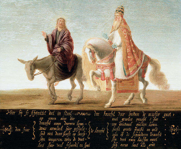 Christ on a donkey, the pope on horseback à Artiste inconnu