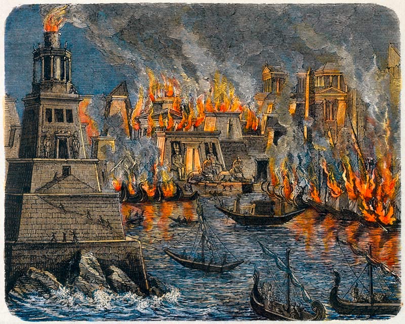 The Burning of the Library of Alexandria à Artiste inconnu
