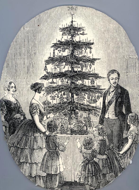 Christmas with Queen Victoria, Prince Albert, their children and Queen Victoria's mother, in 1848 (f à Artiste inconnu