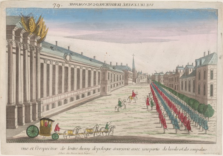 View and perspective of the entrance of the King of Poland in Warsaw with his palace à Artiste inconnu