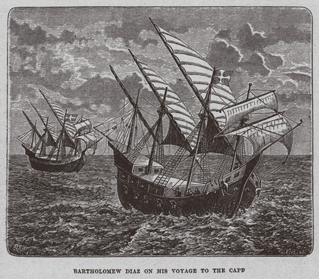 Bartholomew Diaz on his voyage to South Africa à Artiste inconnu