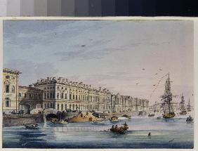 View of the Palace Embankment in St. Petersburg (Album of Marie Taglioni)