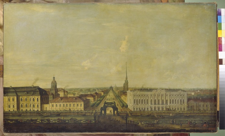 View of the Nevsky Prospekt from the Police Bridge with the Stroganov Palace à Artiste inconnu