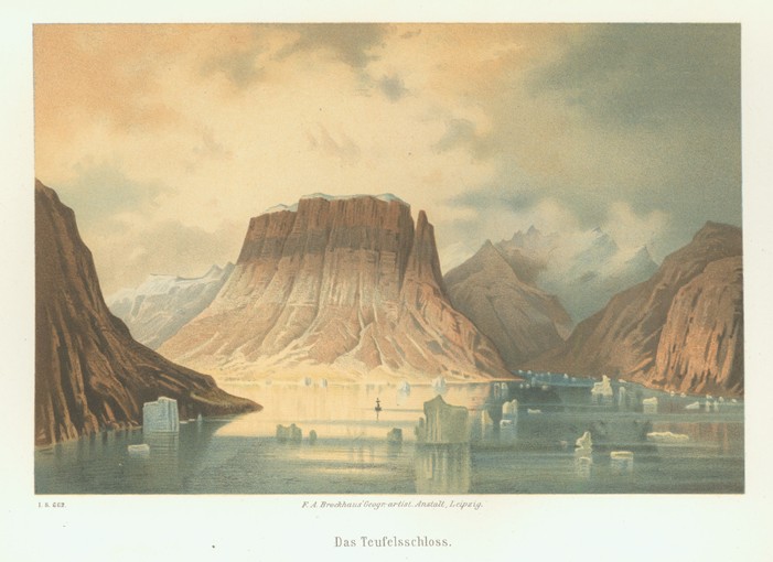The Teufelsschloss in Kejser Franz Joseph Fjord. The second German northpolar expedition to the Arct à Artiste inconnu