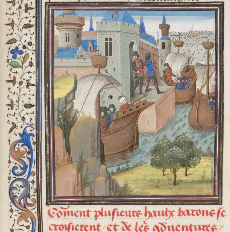 Start to the Fourth Crusade. Miniature from the "Historia" by William of Tyre à Artiste inconnu