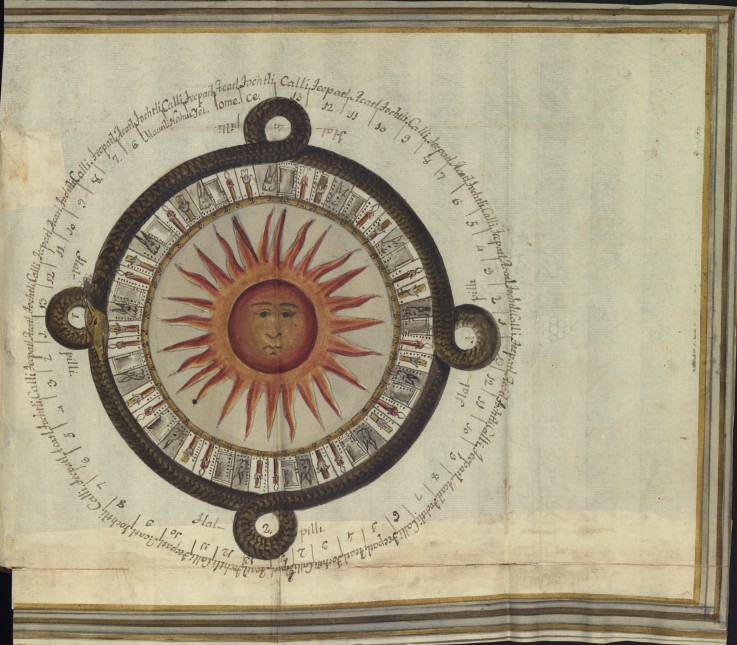 An aztec sun calendar (from the book by Antonio de Leon y Gama) à Artiste inconnu