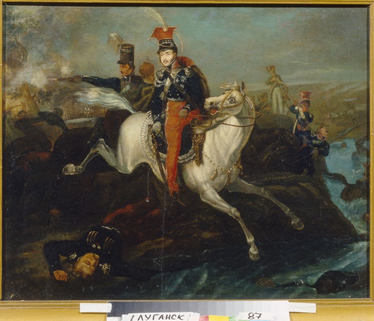 Death of Prince Józef Poniatowski in the Battle of Leipzig à Artiste inconnu