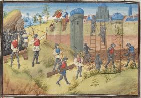 The Siege of Jerusalem, 1099. Miniature from the "Historia" by William of Tyre