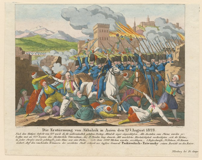 The storming the Akhaltsikhe fortress on August 27, 1828 à Artiste inconnu