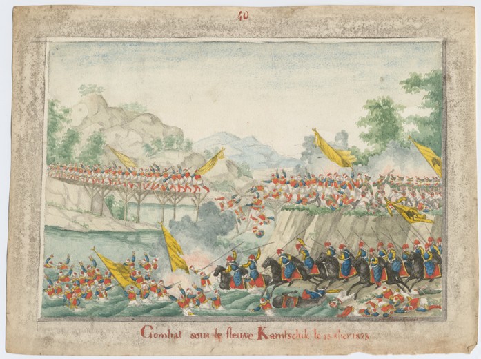 The Battle on the river Kamchik on 15th October 1828 à Artiste inconnu