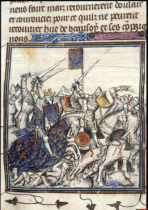 Crusaders and Saracen Fighting during the Third Crusade (From the Chroniques de France ou de St Deni à Artiste inconnu