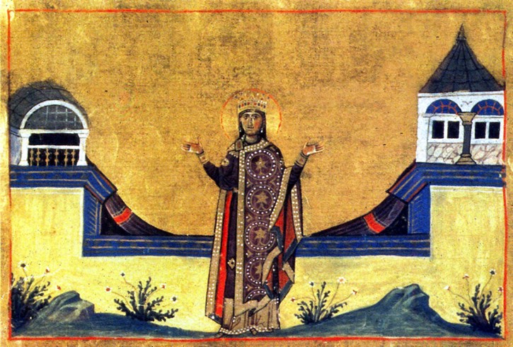 Theophano Martiniake (Miniature from the Menologion of Basil II) à Artiste inconnu