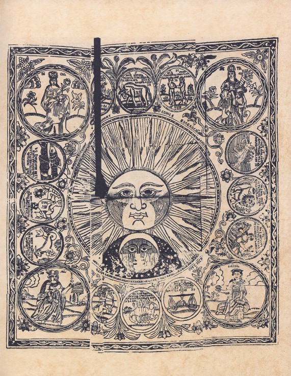 The sun with zodiac signs and four seasons à Artiste inconnu