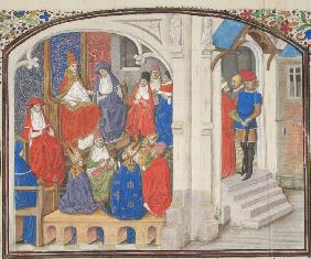 The Council of Clermont in 1095. Miniature from the "Historia" by William of Tyre