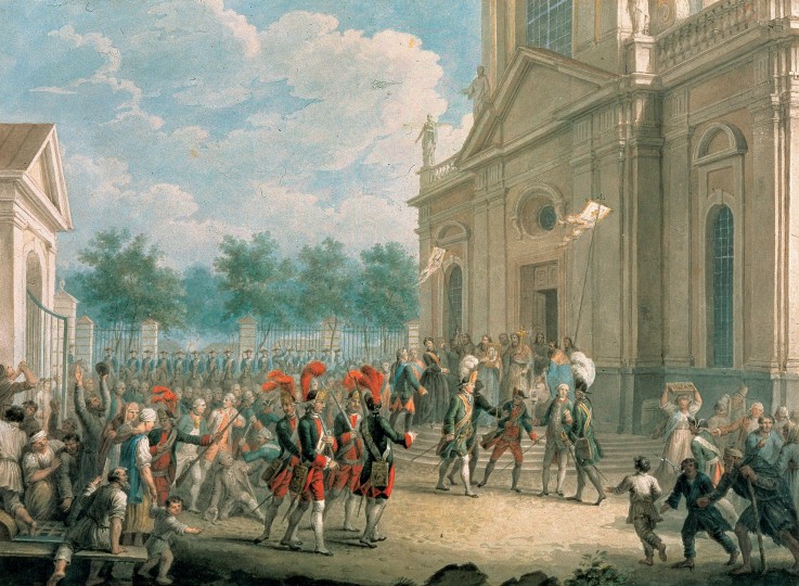 Catherine II on the Staircase of the Kazan Cathedral, Greeted by the Clergy on the day of her access à Artiste inconnu