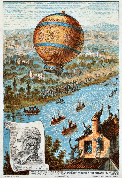 First aerial voyage with Pilâtre de Rozier and d'Arlandes, 1783 (From the Series "The Dream of Fligh à Artiste inconnu