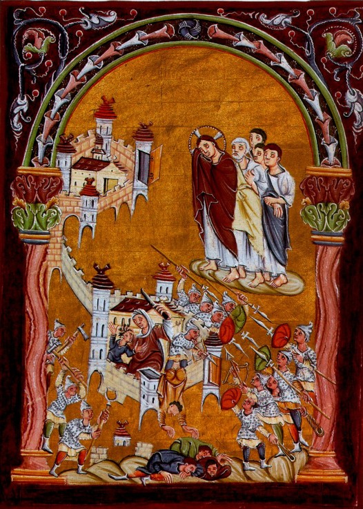 The First Crusade. The capture of Jerusalem (From the Gospels of Otto III) à Artiste inconnu