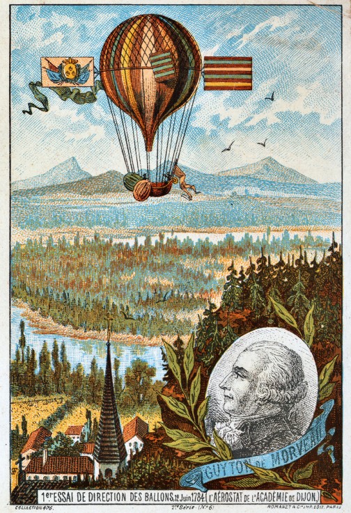 First attempt to direct a balloon by Guyton de Morveau, 1784 (From the Series "The Dream of Flight") à Artiste inconnu
