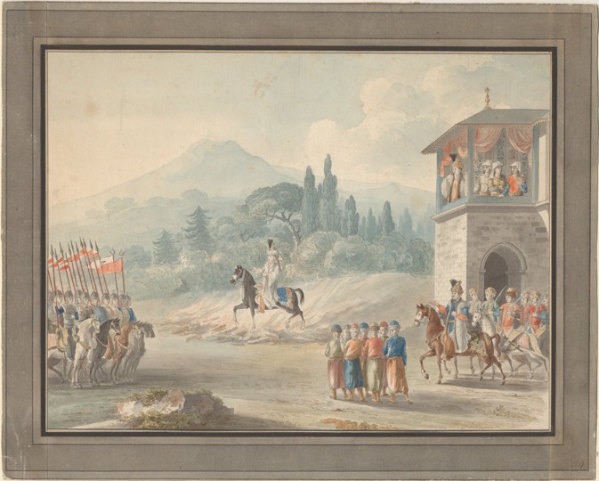 Georgian cavalry review à Artiste inconnu