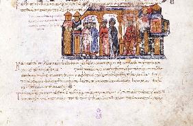 Grand Princess Olga visiting Constantine VII (Miniature from the Madrid Skylitzes)