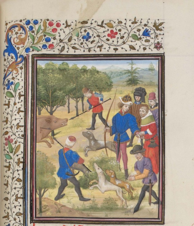 John II Comnenus, Byzantine emperor at the hunt. Miniature from the "Historia" by William of Tyre à Artiste inconnu