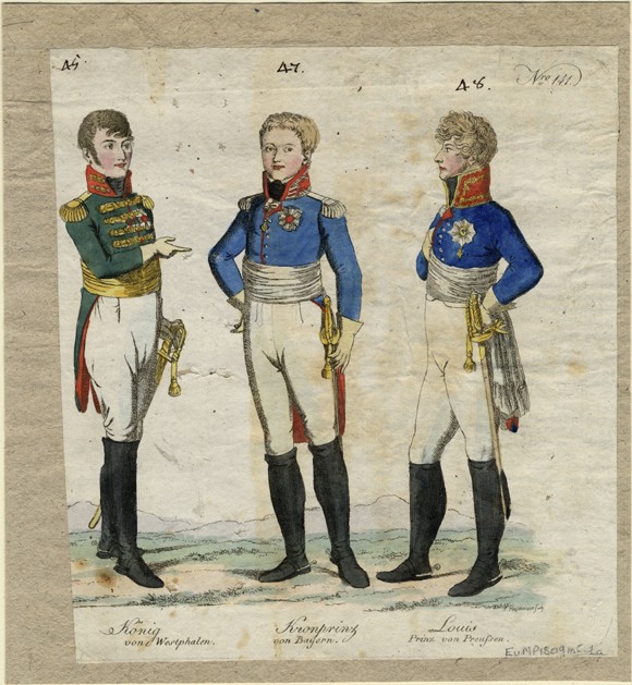 Jérôme Bonaparte, King of Westphalia, Prince Louis Ferdinand of Prussia and Ludwig I of Bavaria à Artiste inconnu