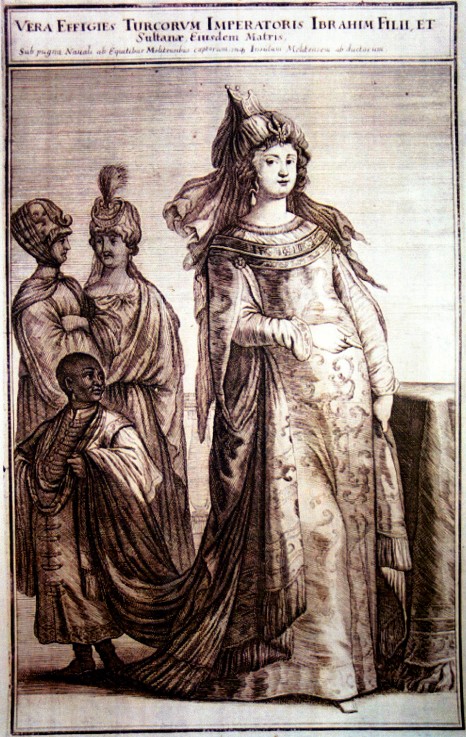 Mehpeyker Sultan with her court servants à Artiste inconnu