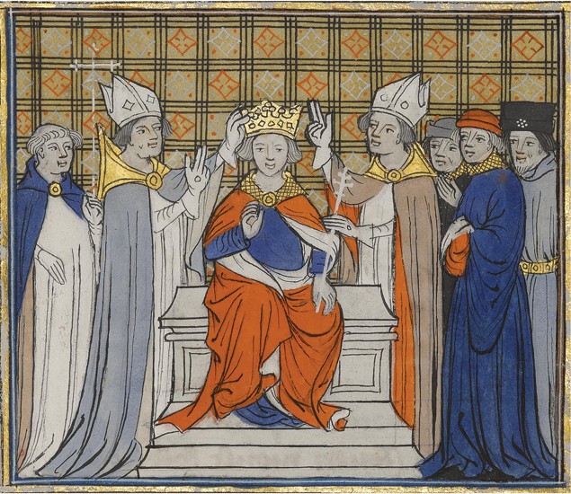 The Anointing and Coronation of Louis IV at Laon, 19 June 936. From Grandes Chroniques de France à Artiste inconnu